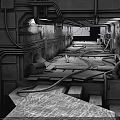 Sci Fi Industrial Corridor Featuring Metal Walls Exposed Pipes And Mechanical Structures 3d model
