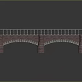 Detailed Red Brick Arch Bridge With Stone Balustrade And Smooth Deck Surface
