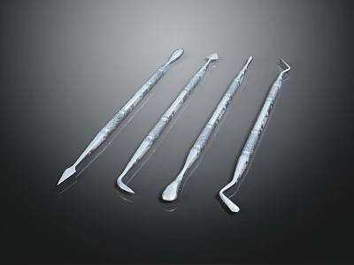 Five Piece Silver Metal Precision Tools Set With Diverse Tips For Detailed Tasks 3d model