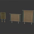 Wicker Room Dividers In Three Sizes With Wooden Frames And Blue Legs
