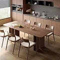 Modern Dining Table With Six Chairs In Open Kitchen Interior Design