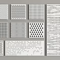 Variety of Decorative Perforated Patterns with Circular Hexagonal Grid and Dot Designs 3d model