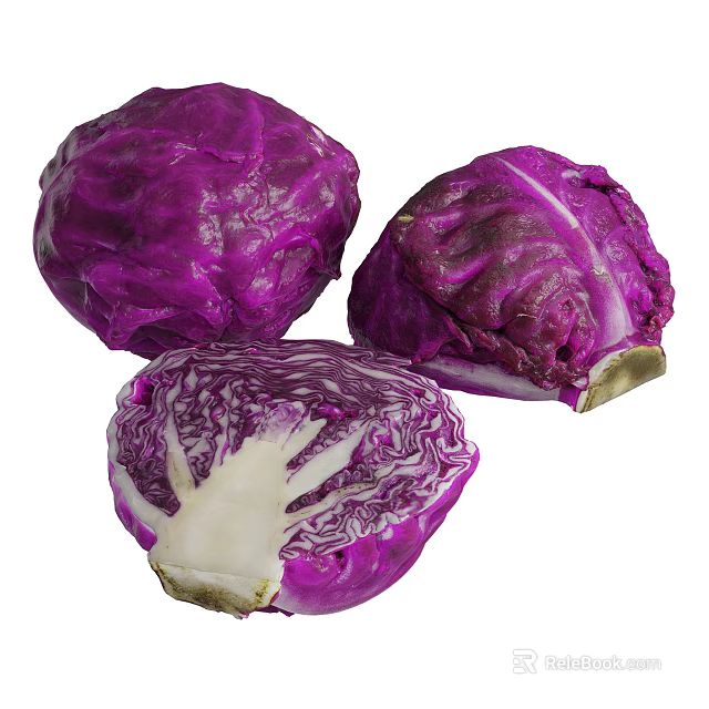 Fresh Purple Cabbage in Kitchen for Healthy Cooking Ingredients 3d model 