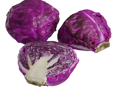 Fresh Purple Cabbage in Kitchen for Healthy Cooking Ingredients 3d model