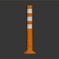 Orange Traffic Safety Bollard With White Reflective Stripes And Stable Base