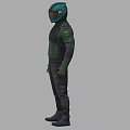 Man Wearing Green And Black Protective Suit With Full Face Helmet