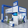 EVERPOWER TOOLS Exhibition Booth With Blue White Large Screen Display Cabinets Green Plants And Furniture