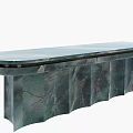 Elegant Green Marble Bar Counter With Unique Texture And Wavy Base Design 3d model