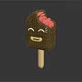 Chocolate Popsicle With Smiling Face And Pink Filling Sweet Dessert Treat