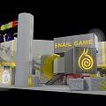 Snail Game Exhibition Booth Design With Logo And Decorative Structure Elements 3d model