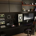 Modern e-sports room home digital product combination desktop computer tablet computer mouse keyboard headset toy hand-made blind box 3d model