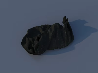 Public Facility Black Irregular Shaped Stone Structure In Public Park Area 3d model