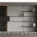 Modern bookcase bookshelf book decoration combination rubble background wall 3d model