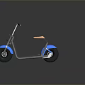 Modern Blue Electric Bike With Wooden Seat Gray Frame Black Tires And Reflection Design