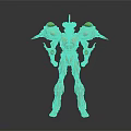 Sci Fi Humanoid Character With Tan Body Green Circular Nodes And Armored Shoulder Structures 3d model