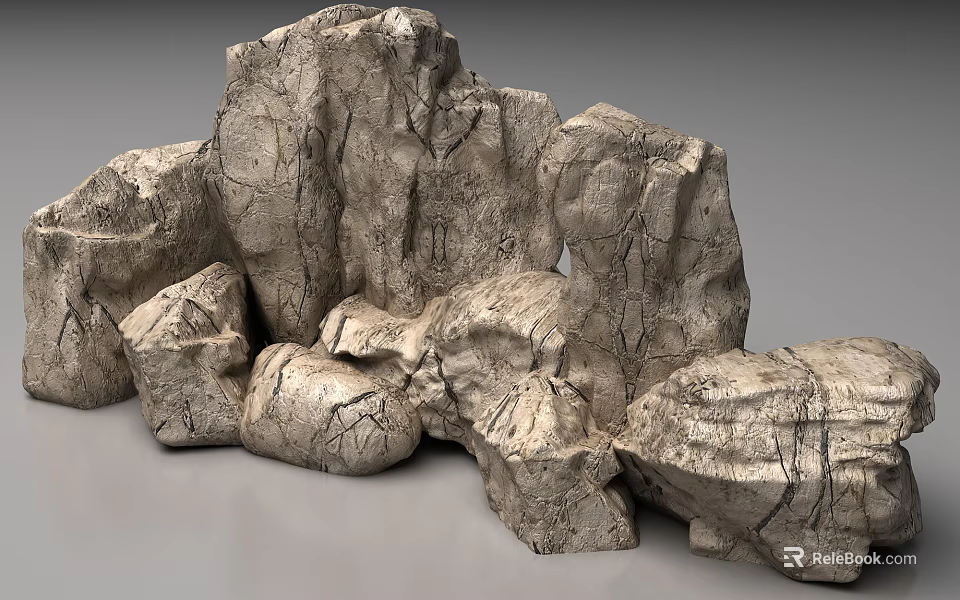 Natural Stone And Wood Decorative Elements With Textured Surfaces For Home Design 3d model 