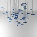 Modern Blue Decorative Pendant Lights with Multiple Disc Shapes Hanging in Contemporary Interior Design