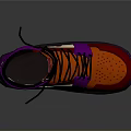 Stylish High Top Sneakers With Purple Red Orange Beige Design And Orange Laces Purple Sole