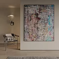 Abstract Painting With Multicolored Textured Layers In Modern Home Interior Decor