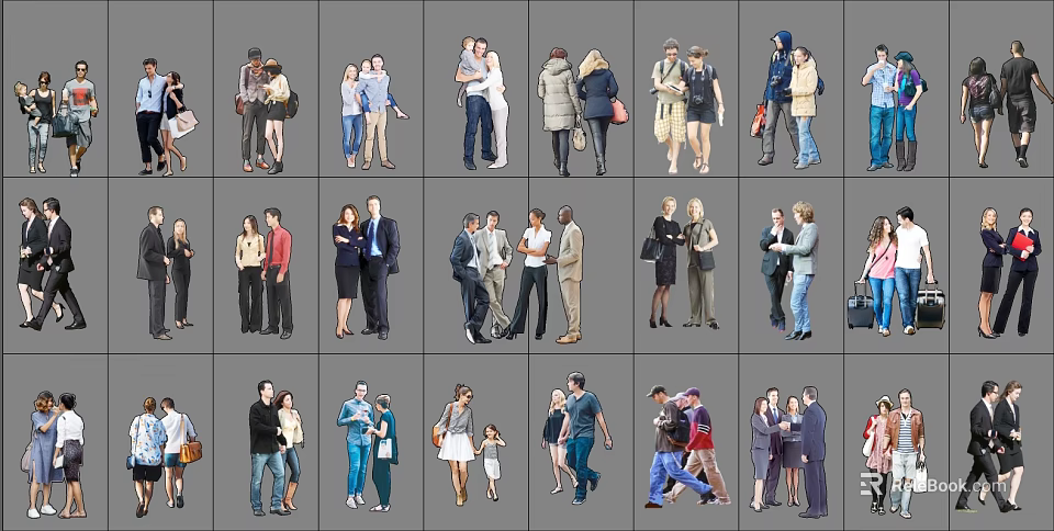 People In Various Poses And Interactions For Different Scenes Illustrations 3d model 