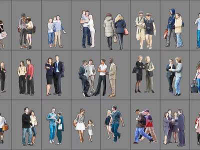 People In Various Poses And Interactions For Different Scenes Illustrations 3d model