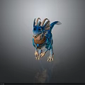 Cute 3D Blue Cartoon Dragon Character With Shiny Scales And Collar