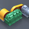 Industrial Equipment Featuring Yellow Green Gearbox And Silver Electric Motor Parts