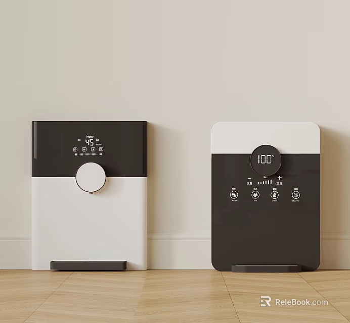 Modern Daily Electrical Appliances With Digital Display And Control Knob In Black White Design 3d model 