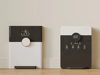 Modern Daily Electrical Appliances With Digital Display And Control Knob In Black White Design 3d model