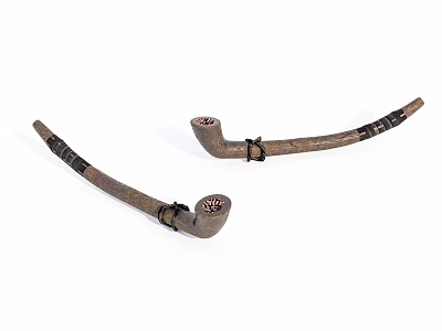 Vintage Brown Smoking Pipes With Black Straps Displayed On White Background 3d model