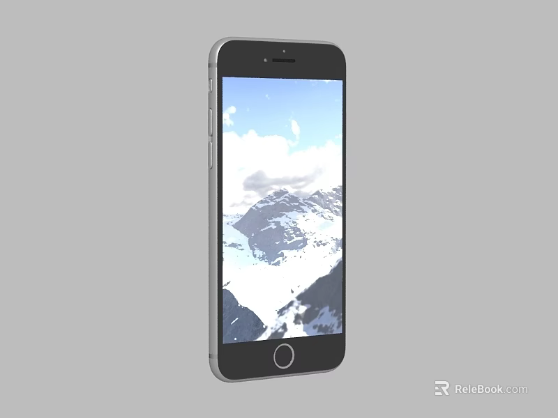 Modern Black Smartphone With Clear Screen Showing Mountain Landscape View 3d model 