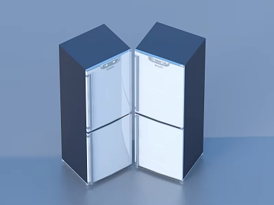 Modern Double Door Refrigerator Freezer With Black Frame And Glass Door Design 3d model