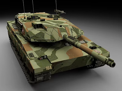 Modern Main Battle Tank With Camouflage Paint Long Barrel Tracks And Turret Design 3d model