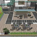Beautiful Rooftop Garden with Wooden Decking Gray Seating and Tropical Plants