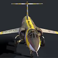 Yellow Accented Gray U.S. Air Force Fighter Jet With Sharp Nose And Aerodynamic Design 3d model