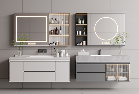 modern sink bathroom cabinet 3d model