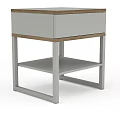 Gray Storage Cabinet With Wooden Base Trim Metal Frame And Lower Shelf