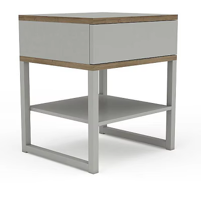 Gray Storage Cabinet With Wooden Base Trim Metal Frame And Lower Shelf 3d model