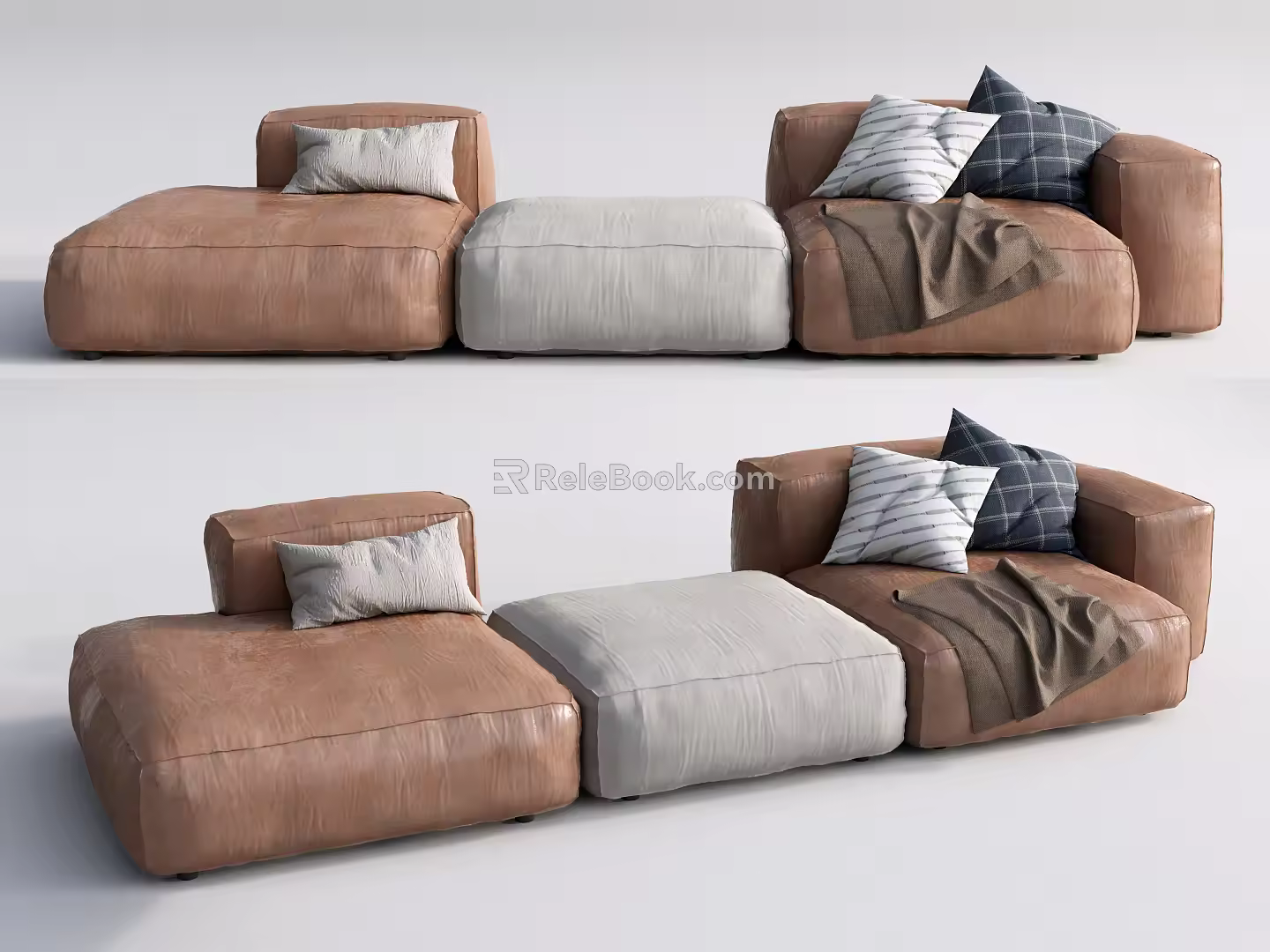 Modern three-seat sofa multiplayer sofa 3d model