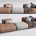 Modern three-seat sofa multiplayer sofa 3d model