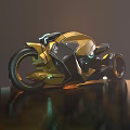 Futuristic Yellow And Black Motorcycle With Sleek Design And Illuminated Accents