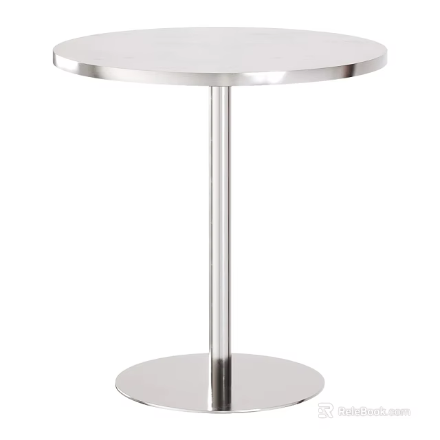 Modern Round Stainless Steel Coffee Table With Sleek Surface And Metal Base 3d model 