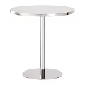 Modern Round Stainless Steel Coffee Table With Sleek Surface And Metal Base