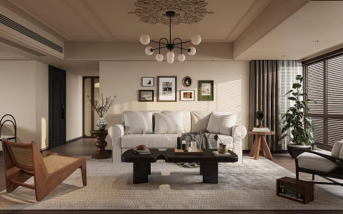 French Living Room Middle Living Room 3d model