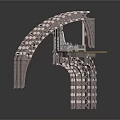 Modern Architectural Pavilion With Arched Metal Framework And Intricate Supporting Structure 3d model