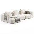 Light and Gray Sectional Sofa With Soft Pillows And Cozy Throw Blankets