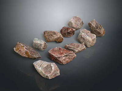 Collection of Natural Stones With Various Colors And Different Shapes For Decorative Projects 3d model