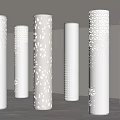 White Decorative Columns With Intricate Cutout Patterns In Modern Interior Design 3d model