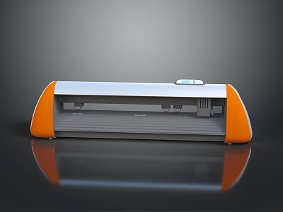 White And Orange Desktop Laminator With Digital Control Panel For Office Use 3d model