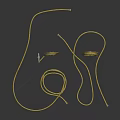 Yellow Coiled and Straight Hoses with Metal Connectors on Black Background